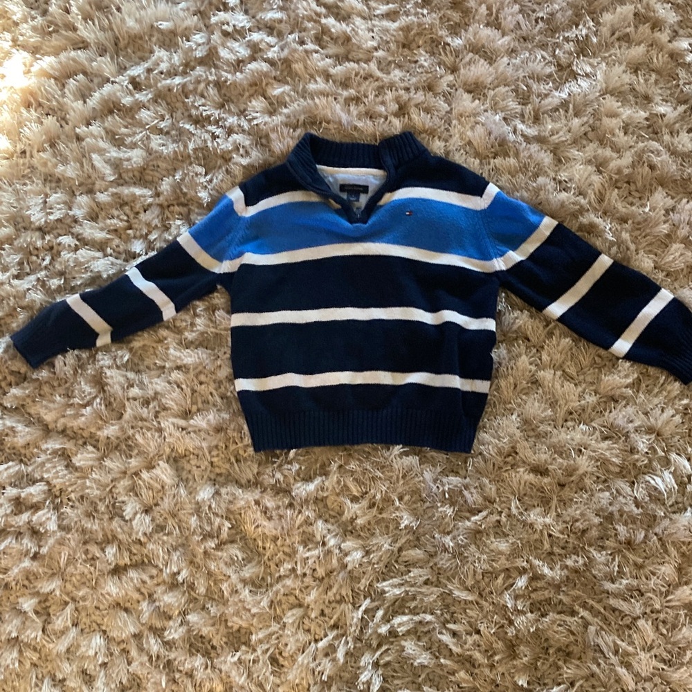 Tommy Hilfiger Kids Striped Sweater in Blue and White